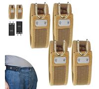 Générique Tactical Metal Hook Elastic Belt, No Buckle Elastic Belt with Quick-Release Hook, Hidden Closure for Work & EDC (2 Pairs Khaki)