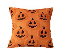 Générique Taie d'oreiller d'halloween Peluche Halloween Citrouille Chauve Souris Motif Décoratif Doux Mignon Décorative 18 x 18 Pouces, pour Canapé, Chambre Coucher Salon Maison (Orange, One Size)