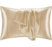 Générique Taie d'oreillers en Soie 65x65 - Oreiller Anti-Rides, Anti-acarien et Non Absorbant - 100% Soie pour Cheveux et Peau en Bonne santé (Champagne)