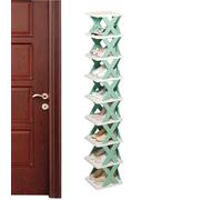 Générique Tall Narrow Shoe Rack, Tier Folding Shelves, 10.43x10.04x50.98 inches, No Assembly Lightweight Design for Closet, Bathroom, Entryway, Small Apartment, Storage, Orange and Blue