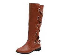 Générique Talon Haut À Lacets Bottes Antidérapant Pantoufles Chausson Doublure Boots Chaude Bottines Bottes Hautes À Talons Carrés Femme(Yellow, 38)