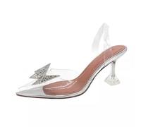 Générique Talons D'été Transparents en PVC pour Femmes avec Cristal | Chaussures Invité De Mariage à Bout Pointu Et Bride ArrièRe, Talons Aiguille Hauts Pvc Transparent Escarpins Formelles