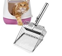 Générique Tamis à déchets Robuste - Pelle à litière en métal pour Chat, Pelle à déjections à Mailles Fines de 13 cm, Panier Profond en Acier Inoxydable avec poignée Ergonomique, Outil d'hygiène pour
