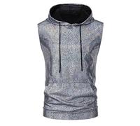 Générique Tank Top Blanc Homme - Débardeur D'été pour Hommes Hommes Nouveau 70s Disco à Capuche Or Chaud à Manches Courtes Gilet Petit Haut