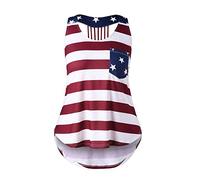 Générique Tank Tops Femme - Femmes T-shirts cou Rond Sans Sommeil Drapeau Américain Imprimer Des Débardeurs Occasionnels confortables Avec Poche Pour Adultes Adolescents Chemise Imprime Animal Homme