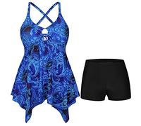 Générique Tankini Femme Grande Taille Push Up Col V avec Coussins de Poitrine