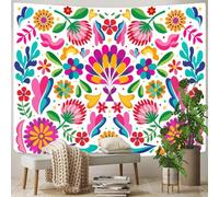 Générique Tapestries Extra Large 180 x 230 cm, Custom Image Logo Text Personalized Tapestry Wall Hanging Backdrop, Blue, Red, Green, Orange Vintage Flower Leaves Birds Plant Animal Pattern,