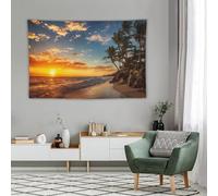 Générique Tapestries Extra Large 180 x 230 cm, Custom Image Logo Text Personalized Tapestry Wall Hanging Backdrop, Blue, Orange, Ocean Beach Sunset Natural Landscape Decoration,