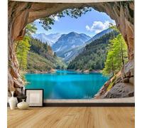 Générique Tapestries Extra Large 180 x 230 cm, Custom Image Logo Text Personalized Tapestry Wall Hanging Backdrop, Blue, Green Mountain and lake patterns,