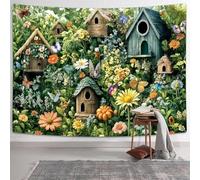 Générique Tapestries Extra Large 200 x 300 cm, Custom Images Banners Signs Personalized Tapestry Wall Hanging, Colorful Floral Green Forest Mountain Tree Print,