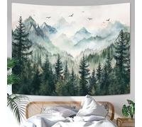 Générique Tapestries Extra Large 200 x 300 cm, Custom Images Banners Signs Personalized Tapestry Wall Hanging, Green, Forest Mountain Landscape Pattern,