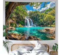 Générique Tapestries Extra Large 200 x 300 cm, Custom Images Banners Signs Personalized Tapestry Wall Hanging, Blue, Green, Forest Mountain Clouds River Landscape Pattern,