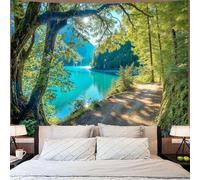 Générique Tapestries Extra Large 200 x 300 cm, Custom Images Banners Signs Personalized Tapestry Wall Hanging, Green, Blue Forest Mountain Landscape Pattern,