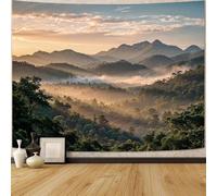 Générique Tapestries Extra Large 200 x 300 cm, Custom Images Banners Signs Personalized Tapestry Wall Hanging, Blue, Beige, Yellow Forest Mountain Clouds Pattern,