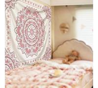 Générique Tapestries Extra Large 200 x 300 cm, Custom Images Banners Signs Personalized Tapestry Wall Hanging, Pink, White Floral Medallion Flower Plant Print,