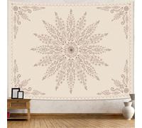 Générique Tapestries Extra Large 200 x 300 cm, Custom Images Banners Signs Personalized Tapestry Wall Hanging, Beige Art Deco Vintage Floral,