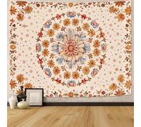 Générique Tapestries Extra Large 200 x 300 cm, Custom Images Banners Signs Personalized Tapestry Wall Hanging, Orange, Red, Blue Floral Medallion Flower Plant Print,