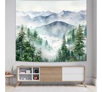 Générique Tapestries Extra Large 200 x 300 cm, Custom Images Banners Signs Personalized Tapestry Wall Hanging, Green, Gray, Blue, Forest Mountain Landscape Pattern,