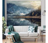 Générique Tapestries Extra Large 200 x 300 cm, Custom Images Banners Signs Personalized Tapestry Wall Hanging, Blue, Green, White, Brown, Yellow Forest Mountain Pattern,