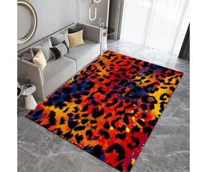 Générique Tapis 100x150 cm Imitation Cachemire Lavable Imprimé Animal Motif Rouge 3D Résistant aux Taches Nettoyage Facile à l'Aspirateur pour Salon Salle à Manger et Chambre Parentale Q-75