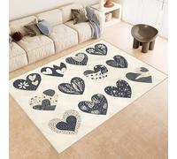 Générique Tapis 100x150 cm Imitation Cachemire Lavable Motif Coeurs Fleurs 3D Résistant aux Taches Nettoyage Facile à l'Aspirateur ou en Machine Idéal pour Salon Salle à Manger et Chambre Parentale
