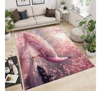 Générique Tapis 100x150 cm Imitation Cachemire Lavable Motif Paon Fleurs 3D Résistant aux Taches Nettoyage Facile à l'Aspirateur ou en Machine Idéal pour Salon Salle à Manger et Chambre Parentale