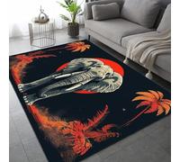 Générique Tapis 120x170 cm Imitation Cachemire Doux Motif 3D éléphant Antidérapant Lavable Machine et Main Nettoyage Facile Faune Coucher De Soleil Tapis pour Salon Classique Espace détente9K-3
