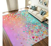 Générique Tapis 140 x 200 cm Interieur Antidérapant Absorbant, Facile à Nettoyer - Abstrait Romantique Moquette, Dégradé Confettis Paillettes Tapis de Sol Doux pour Chambre, Salon, Couloir Rose