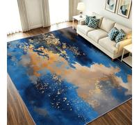 Générique Tapis 140 x 200 cm Poil Ras Ultra Doux, Abstrait Moderne Lavable en Machine et Antidérapant, Sables Mouvants Feuille Or Tapis Chambre Interieur Salle à Manger, Bureau Cuisine