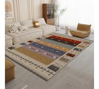 Générique Tapis 140x200 cm Imitation Cachemire Doux Motif 3D Bande Antidérapant Lavable Machine et Main Nettoyage Facile Rétro Bohème Grand Tapis Chambre et Salon familial25K-4