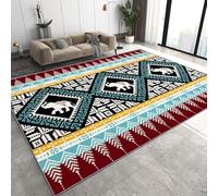 Générique Tapis 140x200 cm Imitation Cachemire Doux Motif 3D éléphant Antidérapant Lavable Machine et Main Nettoyage Facile Bohême Faune Sauvage Grand Tapis Chambre et Salon Familial 30K-36