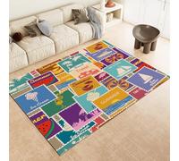 Générique Tapis 180x240 cm Imitation Cachemire Doux Motif 3D Collage De Timbres Antidérapant Lavable Machine et Main Nettoyage Facile Voyages D'été Très Grand Tapis pour Grand Salon villa9K-7