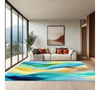 Générique Tapis 3D Art Sommets Qui Se Chevauchent Courbes, Tapis Salon Extérieur Intérieur Terrasse Balcon Cuisine Chambre Rectangle Antidérapant Enfant Ado Décoration, Multicolore 100 x 150 cm