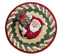 Générique Tapis 3D de Noël | Tapis Ronds antidérapants avec Illusion d'optique de Noël, ta-pis Rond matelassé et matelassé Père No-ël et GNOME, pour Salons, couloirs