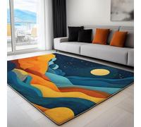 Générique Tapis 3D Dessin Animé Abstrait Étoiles Terre Tapis Salon Extérieur Intérieur Terrasse Balcon Cuisine Chambre Rectangle Antidérapant, Enfant Ado Décoration, Multicolore 160 x 230 cm