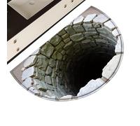 Générique Tapis 3D Illusion D'optique, Demi-Cercle, 50x80cm, Paillasson D'entrée Intérieur/extérieur, Tapis 3D Amusant À Illusion D'optique, Velours Ressemblent À Un Trou Illusions