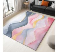 Générique Tapis 3D Moderne Art Dégradé Vague Tapis Salon Extérieur Intérieur Terrasse Balcon Cuisine Chambre Rectangle Antidérapant, Enfant Ado Décoration, 60 x 90 cm