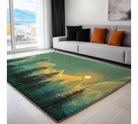 Générique Tapis 3D Moderne Rafraîchissant Lever De Soleil Forêt Tapis Salon Extérieur Intérieur Terrasse Balcon Cuisine Chambre Rectangle Antidérapant, Enfant Ado Décoration, Vert 160 x 230 cm