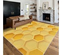 Générique Tapis 3D Rayon de Miel, Tapis Entree Interieur Hexagon Or, Poils Antidérapant Courts Doux Moquette Paillasson Interieur Entree Un Nettoyage Facile 60 x 90 cm P-&78