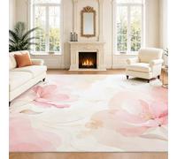 Générique Tapis 40 x 60 cm, Doux Romantique Et Décoration D'Intérieur, Paillasson Fleurs Rose Blanc Beige Organique Moderne Plante pour Salon, Tapis D'Intérieur Lavable Et Antidérapant À Poils Ras