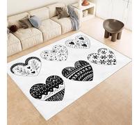 Générique Tapis 60x120 cm Imitation Cachemire Lavable Motif Coeurs Fleurs 3D Résistant aux Taches Nettoyage Facile à l'Aspirateur ou en Machine Idéal pour Salon Salle à Manger et Chambre Parentale