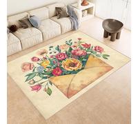 Générique Tapis 60x120 cm Imitation Cachemire Lavable Motif Fleurs Enveloppe 3D Résistant aux Taches Nettoyage Facile à l'Aspirateur ou en Machine Idéal pour Salon Salle à Manger et Chambre Parentale