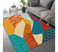 Générique Tapis 80x120 cm Imitation Cachemire Doux Motif 3D Patchwork Antidérapant Lavable Machine et Main Nettoyage Facile Géométrie Abstraction Tapis Déco pour Chambre Bureau coin21K-17
