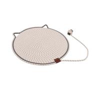 Générique Tapis à Griffer Rond en Corde de Coton avec Jouet à Balle, Construction Tissée, Placement Horizontal Au Sol, Protège Les Meubles, Convient Aux Chats, Blanc