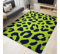 Générique Tapis à Motif Imprimé léopard Mode Pop Art Salon Moderne Salle des Enfants Antidérapant à Poils Courts Doux Lavable Chambre Poil Ras de Sol - Vert Citron 140 x 200 cm