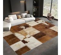Générique Tapis à Motif Patchwork De Peau De Vache De Style Ferme 160x230 cm - Salon Moderne Antidérapant à Poils Courts - Doux Chambre Poil Ras - Sol Bureau