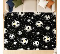 Générique Tapis à Poils Courts Boho antidérapant - Tapis Facile d'entretien pour Salon, 140 x 200 cm, Lavable, Motif feu de Camp, Noir et Rouge