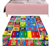 Générique Tapis ABC Enfant, Tapis Alphabet Éducatif, 80x120cm Jeu Épais, Apprentissage Chiffres Animaux Formes Chambre rèche Garderie Salle de Jeux École Maternelle, Douce Antidérapante