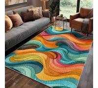 Générique Tapis Abstrait Salon 60x90 cm Motif Retro Année 70 Coloré, Tapis Lavable Antidérapant Doux Poil Court, Decoration Chambre Descente De Lit Carpet, j1d3137