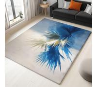 Générique Tapis Abstrait Salon Peinture à l'huile Feuilles de Palmier Bleues à Poils Courts Antidérapant Salon 140 x 200cm Chambre Poil Ras Doux Tapis de Décoration Paillassons pour entrée